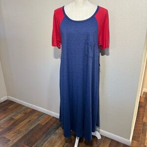 LuLaRoe - Carly - Red and Blue Dress - Size Medium - NWT